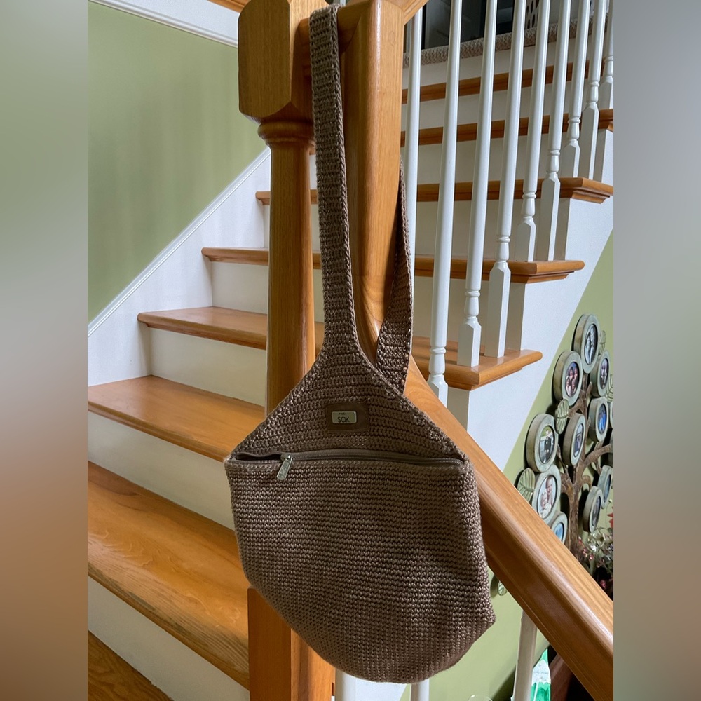 The Sak Brown Crossbody Bag with Woven Texture